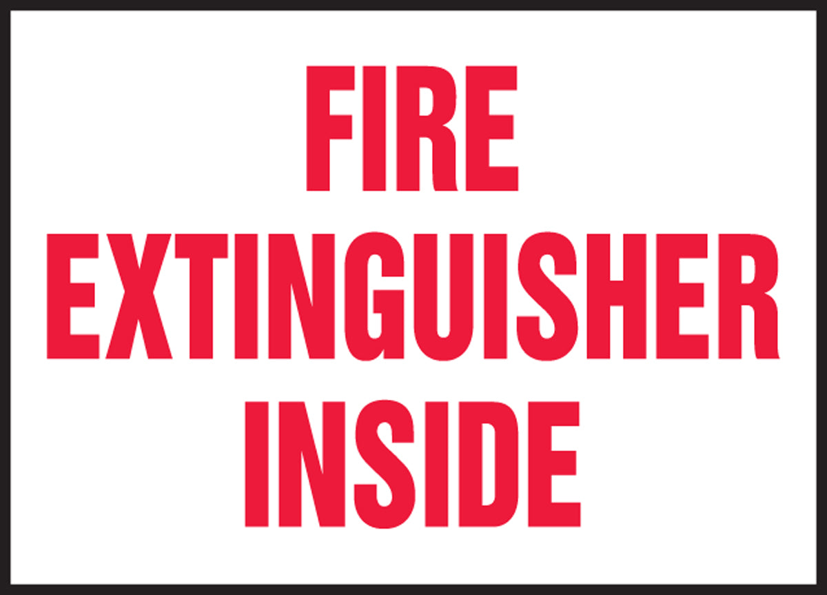 Safety Label - FIRE EXTINGUISHER INSIDE - 3.5" x 5" - Adhesive-Poly - 5/PK