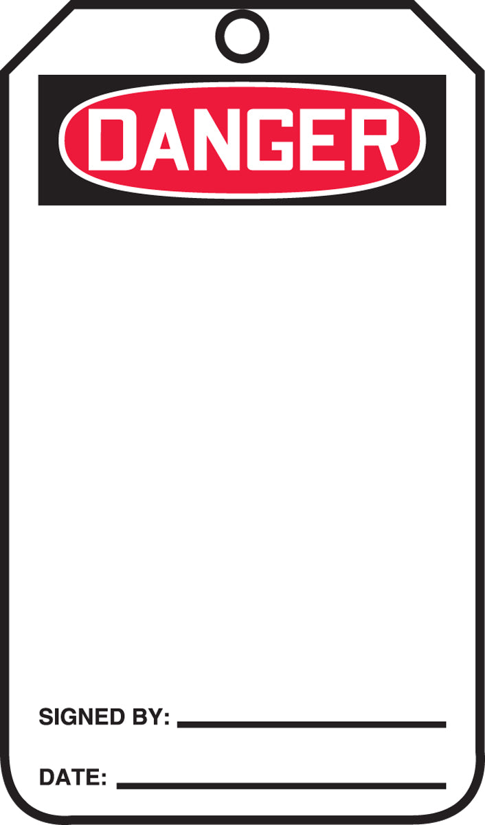 Safety Tag - DANGER (Blank) - 5-3/4" x 3-1/4" - 25/PK