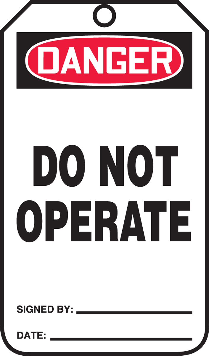 Safety Tag - DANGER DO NOT OPERATE - 5-3/4" x 3-1/4" - 25/PK