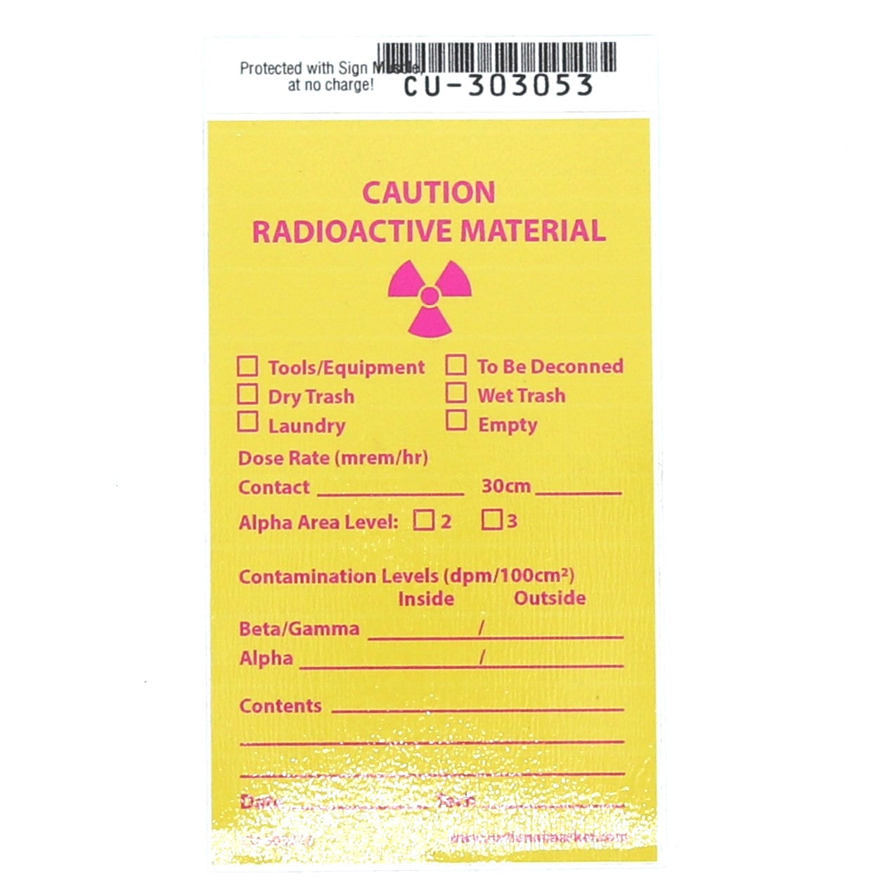 5in X 3in Adhesive Backed Label: Caution Radioactive Material