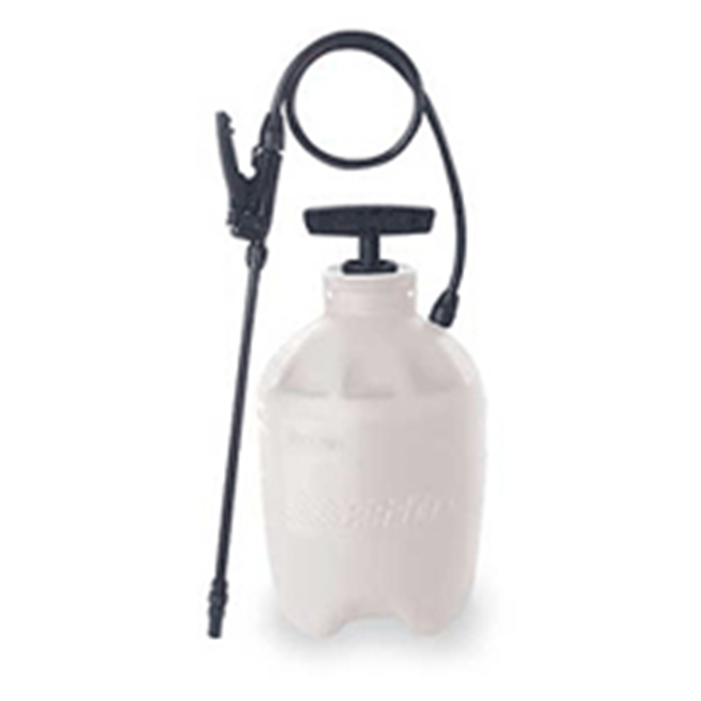 White spray bottle with black pump on a white background