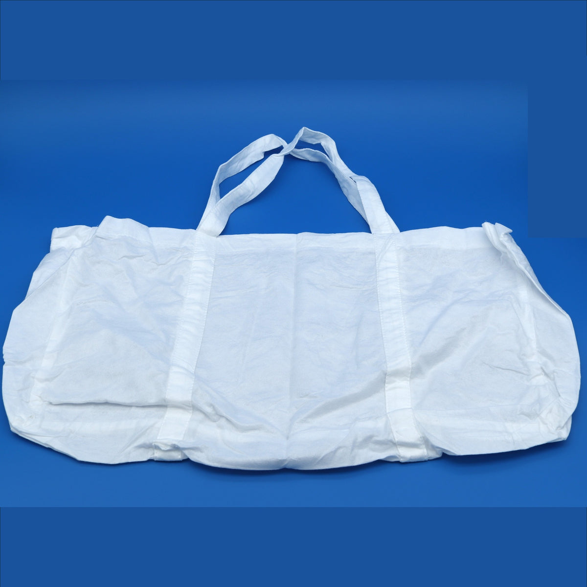 White disposable bags on a blue background