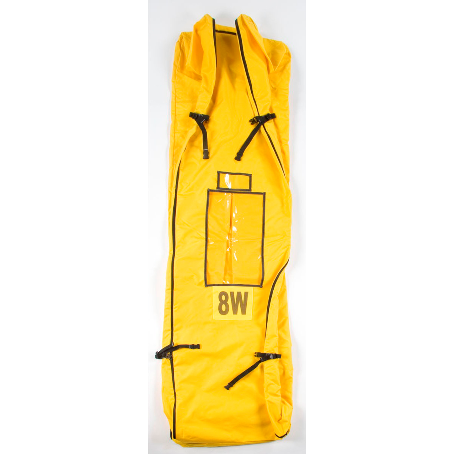 Yellow scaffolding bag with '8W' logo on a white background