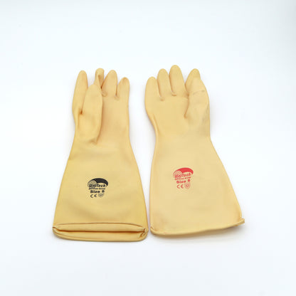 15in Rubber Glove - 18mil - Ivory - With Unitech Logo Stamped In Red  - CASE OF 100