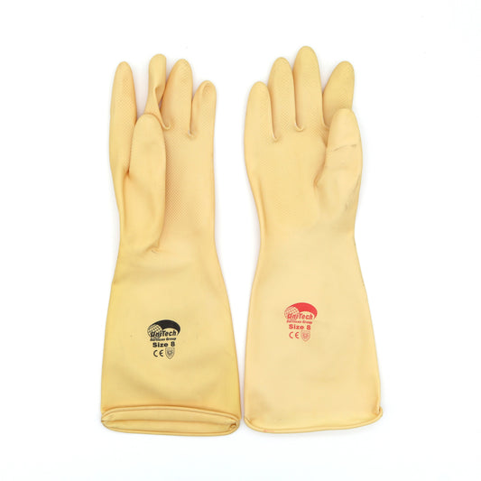 15in Rubber Glove - 18mil - Ivory - With Unitech Logo Stamped In Red  - CASE OF 100
