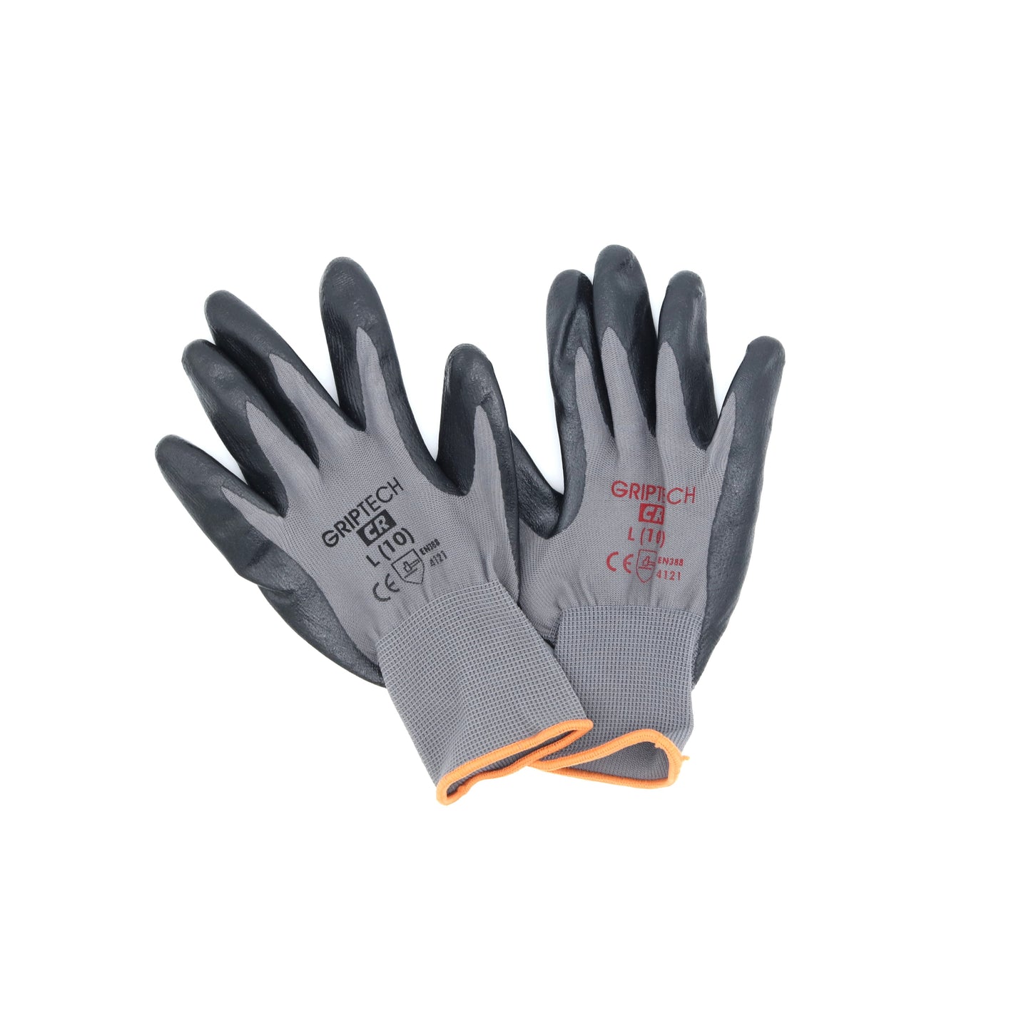 GripTech-CR Glove - Gray 13 Gauge Polyester Knit Liner with Black Micro-Nitrile Dip - CASE OF 100 PAIRS