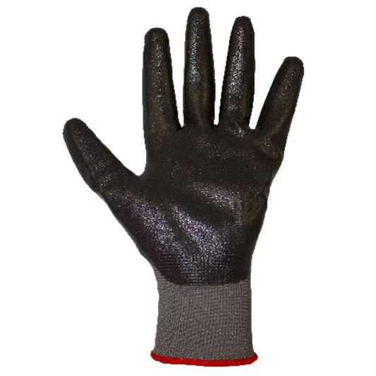 Black gloves with textured palm on a white background