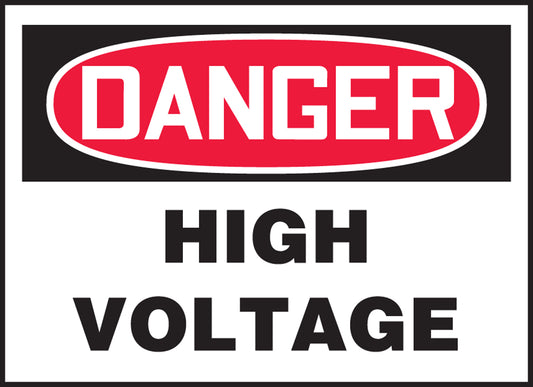 Safety Label - DANGER HIGH VOLTAGE - 3.5" x 5" - Adhesive Dura-Poly