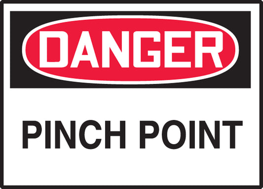 Safety Label - DANGER PINCH POINT - 3.5" x 5" - Adhesive Dura-Poly