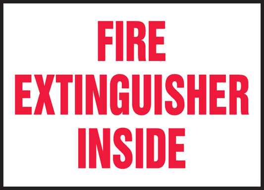 Safety Label - FIRE EXTINGUISHER INSIDE - 3.5" x 5" - Adhesive Dura-Poly