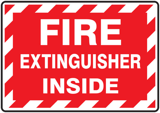 Safety Label - FIRE EXTINGUISHER INSIDE - 3.5" x 5" - Adhesive Dura-Poly