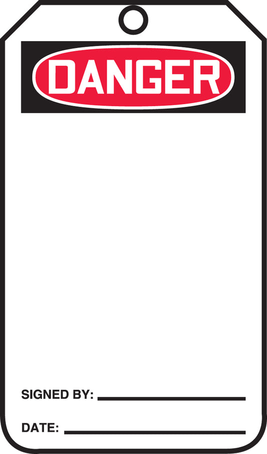 Safety Tag - DANGER (Blank) - 5-3/4" x 3-1/4" - 25/PK