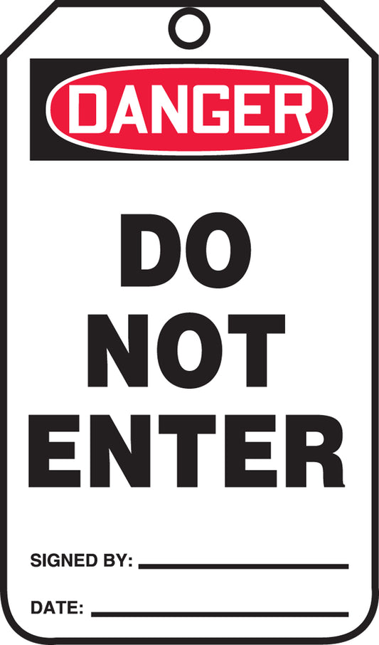 Safety Tag - DANGER DO NOT ENTER - 5-3/4" x 3-1/4" - 25/PK