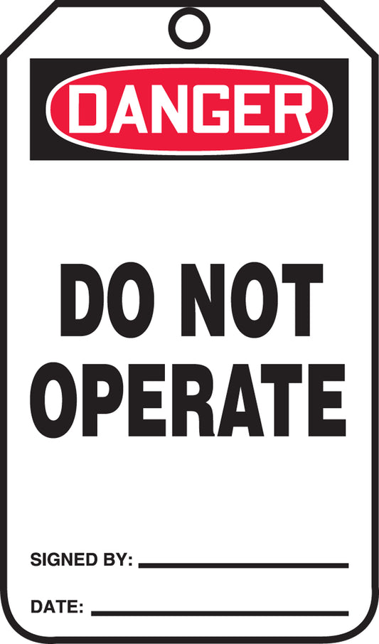 Safety Tag - DANGER DO NOT OPERATE - 5-3/4" x 3-1/4" - 25/PK