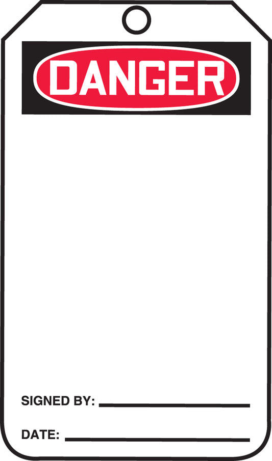 Safety Tag - DANGER (Blank) - 5-3/4" x 3-1/4" - 25/PK