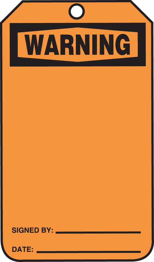 Safety Tag - WARNING (Blank) - 5-3/4" x 3-1/4" - 25/PK