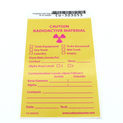 5in X 3in Adhesive Backed Label: Caution Radioactive Material