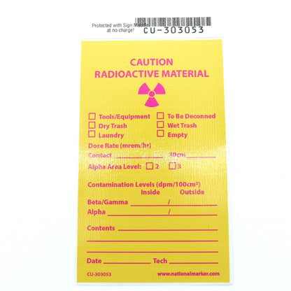 5in X 3in Adhesive Backed Label: Caution Radioactive Material