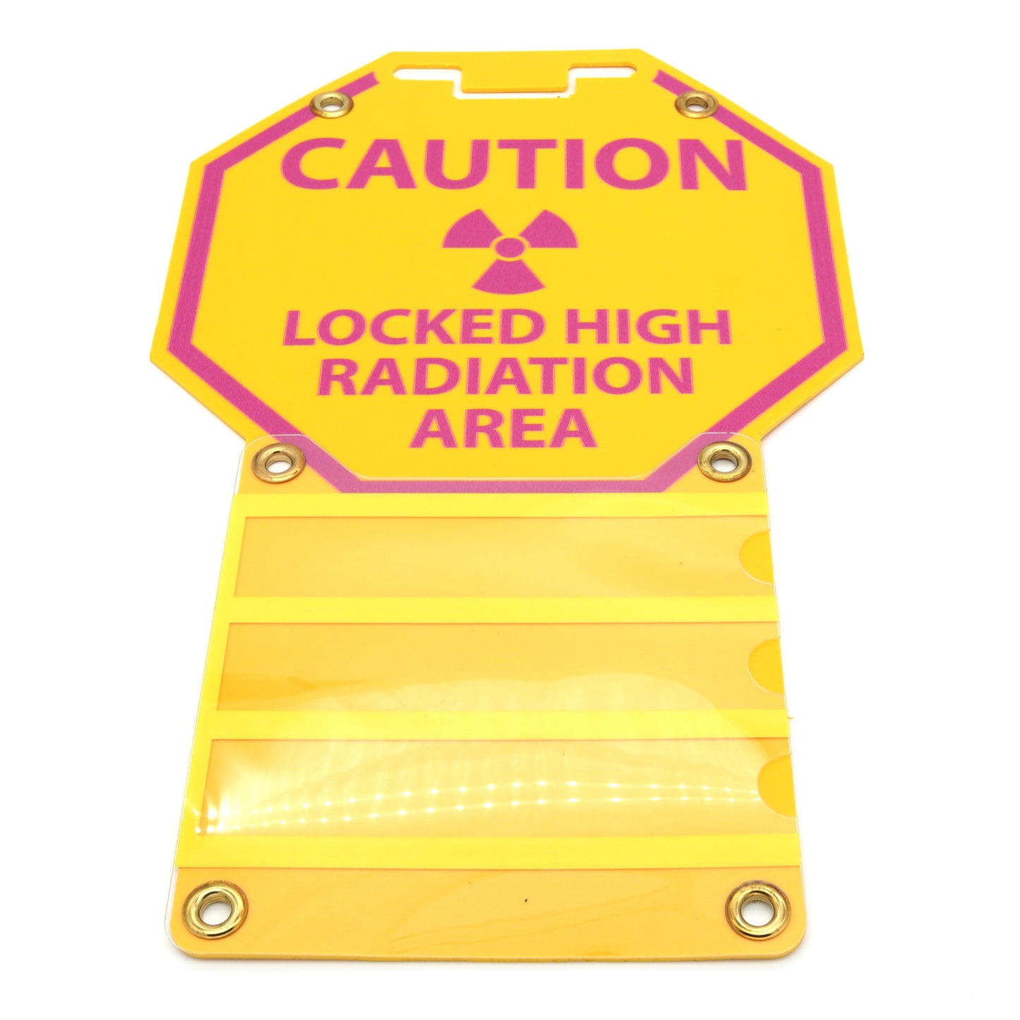 3-Pocket Octagon Sign 12in: Locked High Radiation Area