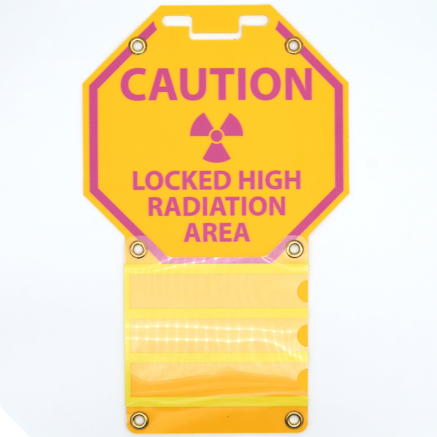 3-Pocket Octagon Sign 12in: Locked High Radiation Area