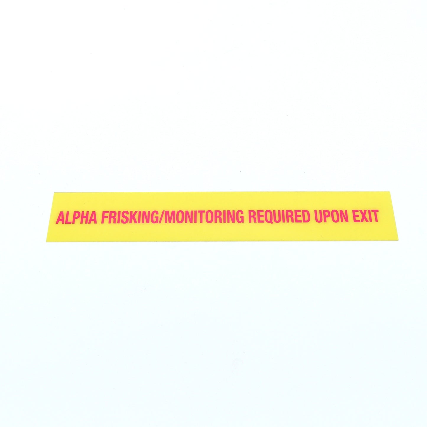 Yellow warning label with text on a white background