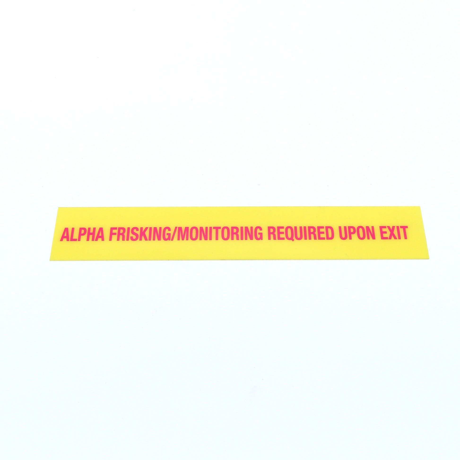 Yellow warning label with text on a white background