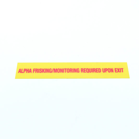 Yellow warning label with text on a white background