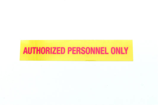 Yellow strip with 'AUTHORIZED PERSONNEL ONLY' text on a white background