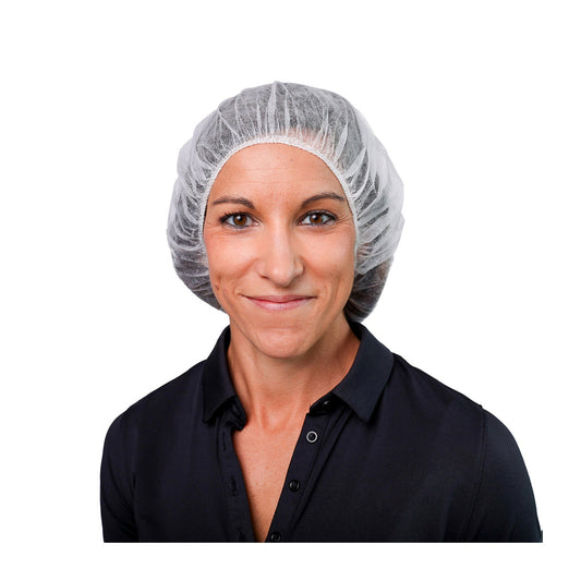 White Bouffant Cap - 21in, 100 Percent Polypropylene, 100 Each/bag