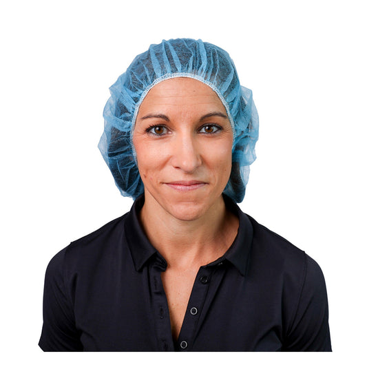 Blue Bouffant Cap - 21in, 100 Percent Polypropylene, 100 Each/bag