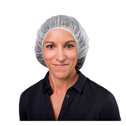White Bouffant Cap - 24in, 100 Percent Polypropylene, 100 Each/bag