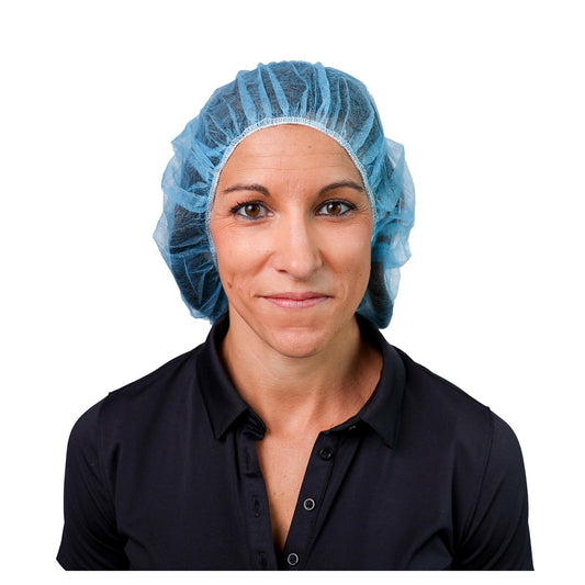 Blue Bouffant Cap - 24in, 100 Percent Polypropylene, 100 Each/bag