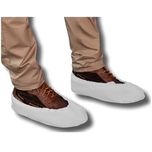 Plastic Shoe Covers - Co-polymer With Elastic, Water Resistant, Embossed Grip
