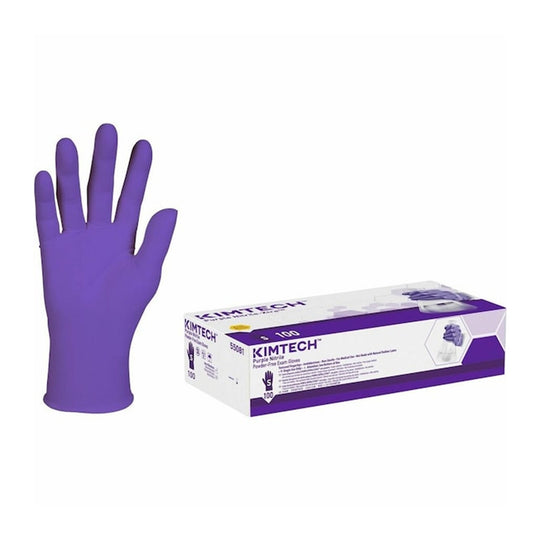 Kimberly Clark Purple 9.5in Nitrile Medical Exam Glove - Powder Free, Textured Fingertips Enhance Wet/dry Grip, Beade...