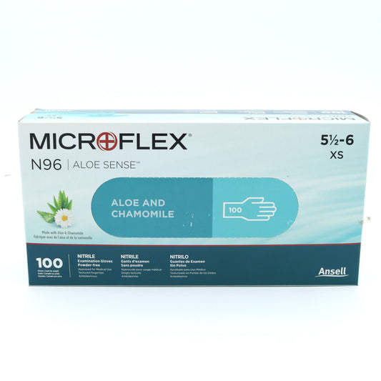 Microflex Aloe Sense Nitrile Gloves - Textured Fingertips-  Powder Free
