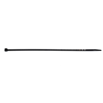 Black zip tie on white background