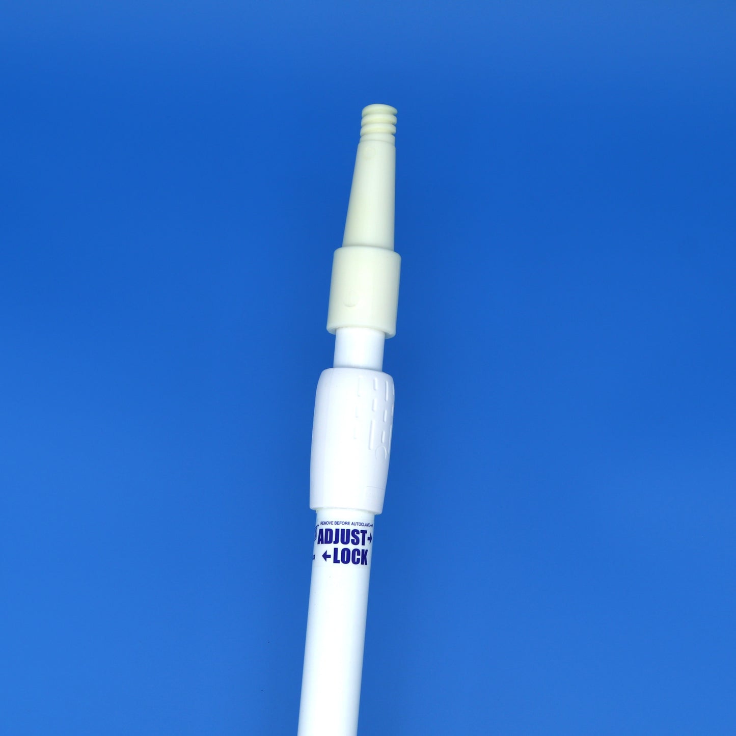 White adjustable pole on a blue background