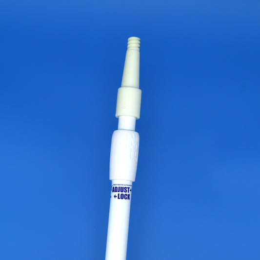 White adjustable pole on a blue background