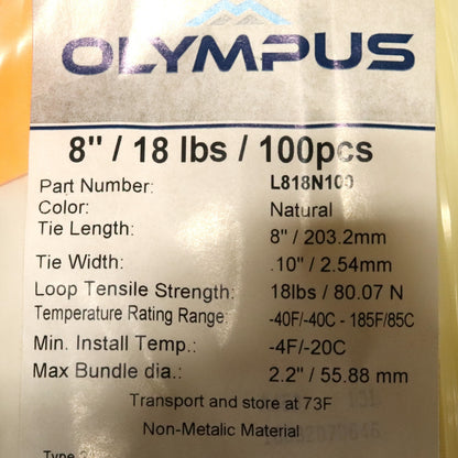 Cable Tie - 8in - 18 Lb Tensile Strength - Natural Color