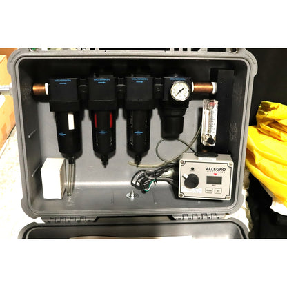 Scientific instrument set in a case with 'Allegro' branding