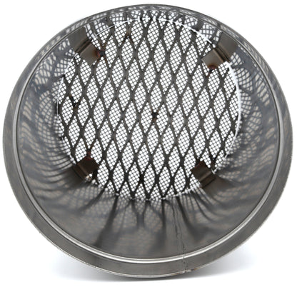 Round metal mesh screen on a white background