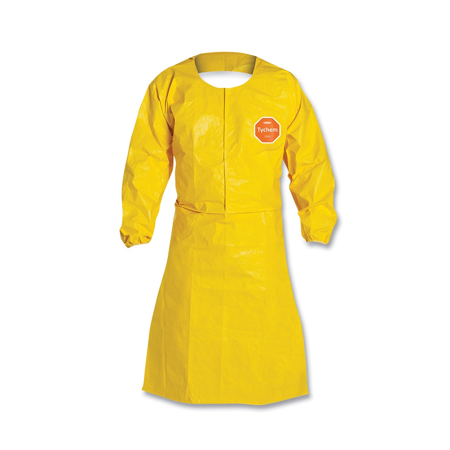Dupont Tychem 2000 Sleeved Apron - Elastic Wrists, 52in Long, Bound Yoke Neck Without Snaps And Waist Ties