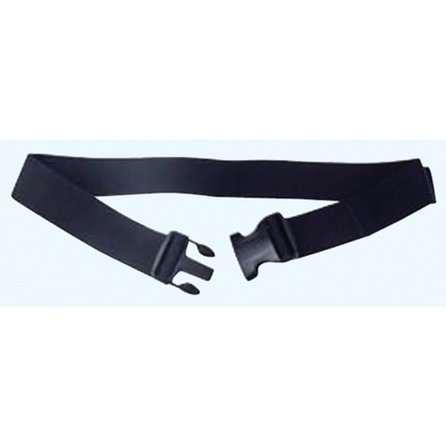 Black belt with a plastic buckle on a white background