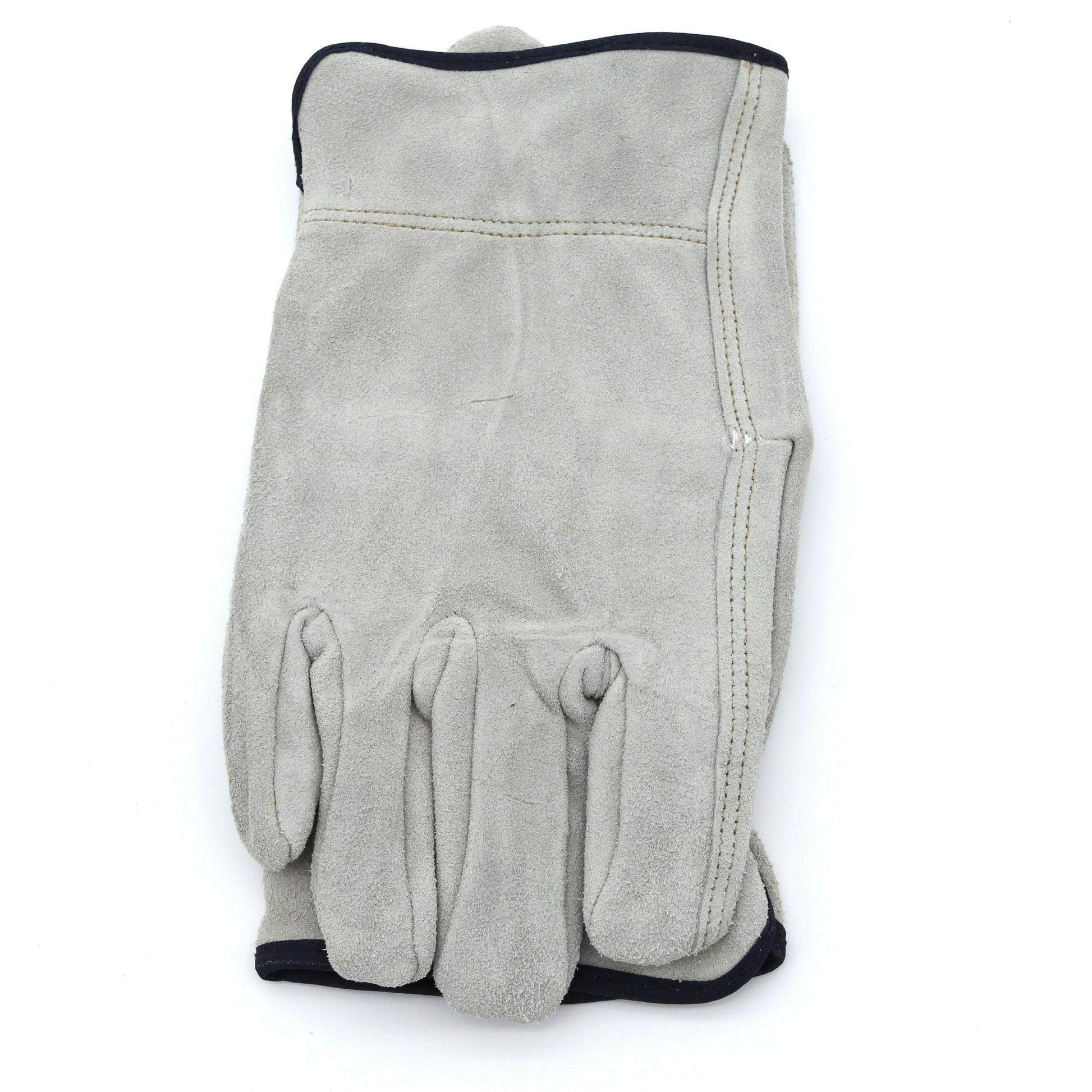 Gray leather glove on a white background