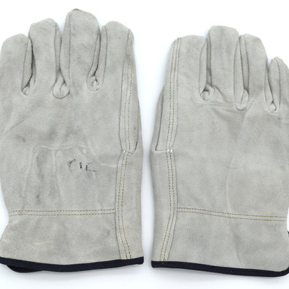 Pair of gray leather gloves on a white background