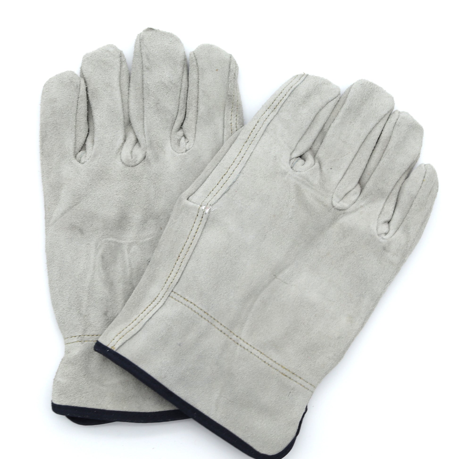 Pair of gray gloves on a white background