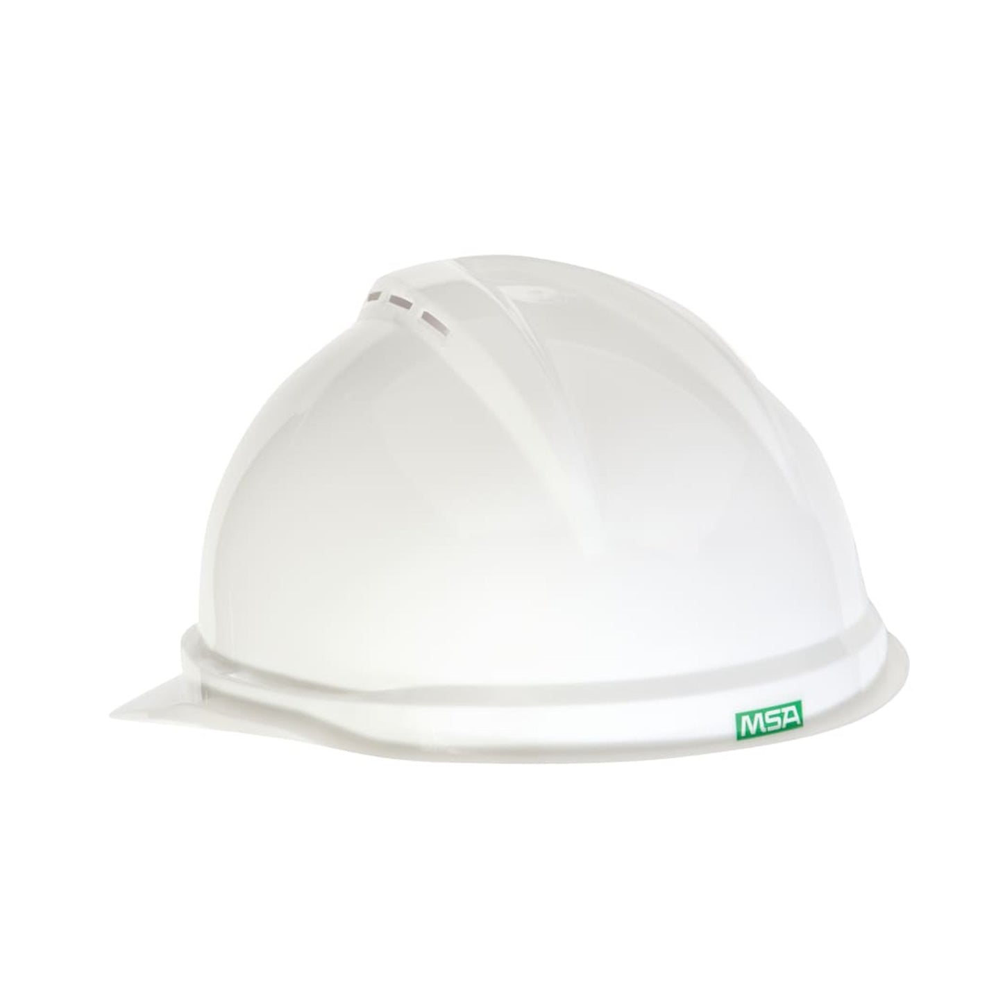 MSA Advance V-guard Hardhat - Vented, 6 Pt Fas-trac Ratchet Suspension, White With Unitech Logo Imprinted On Front Of...