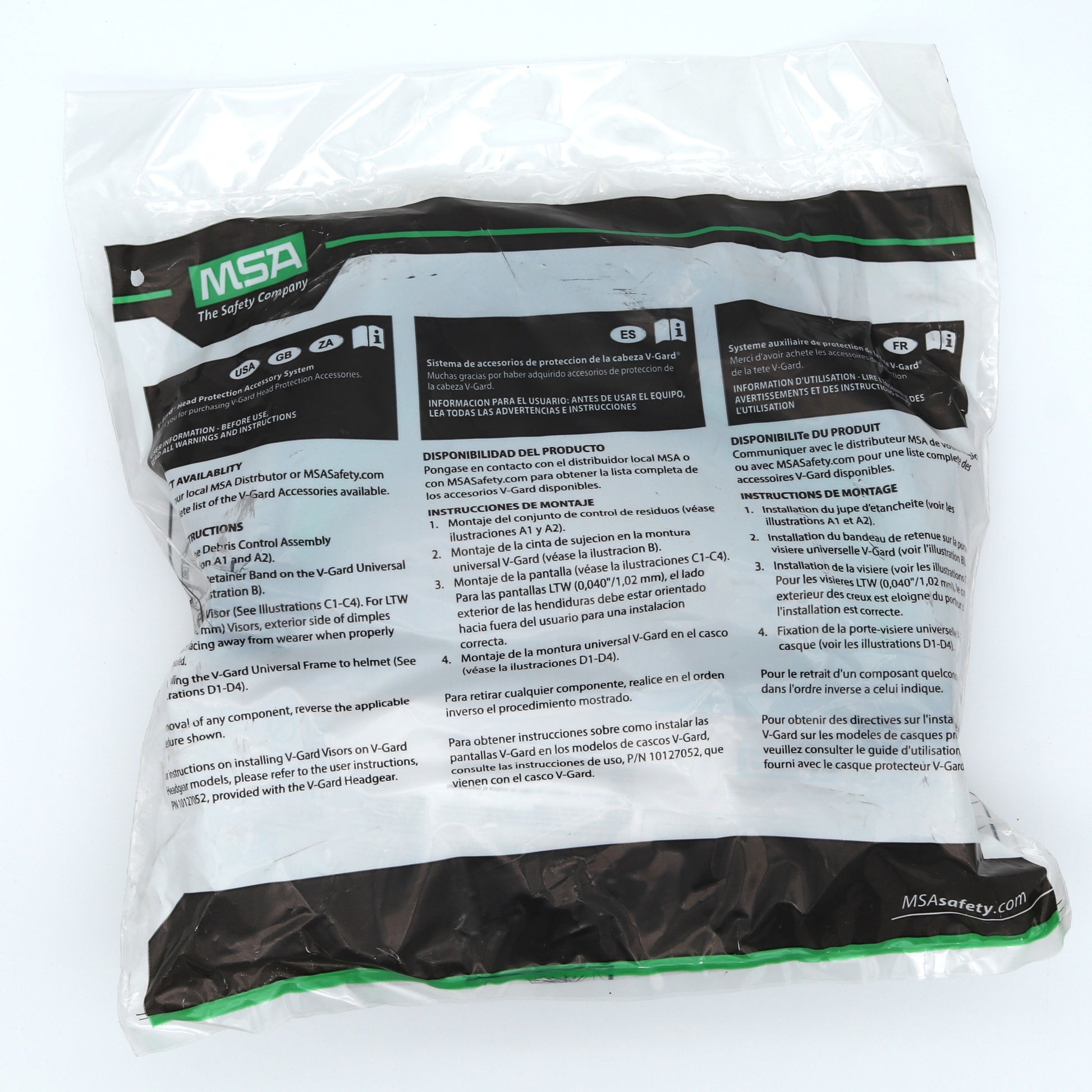 MSA safety equipment packaging with text and branding on a white background