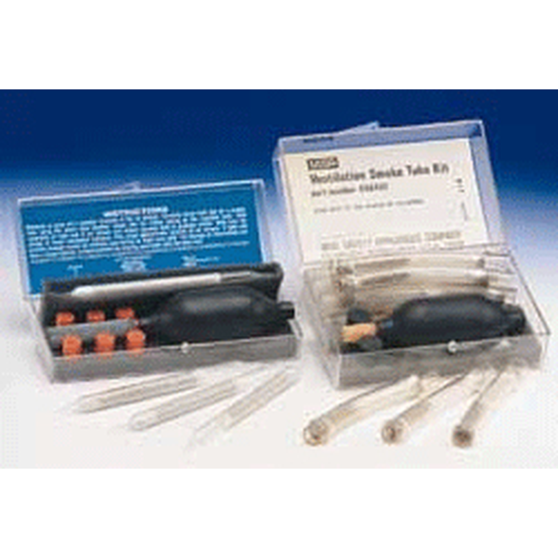 Set of smoke tubes in a clear plastic case with a blue background
