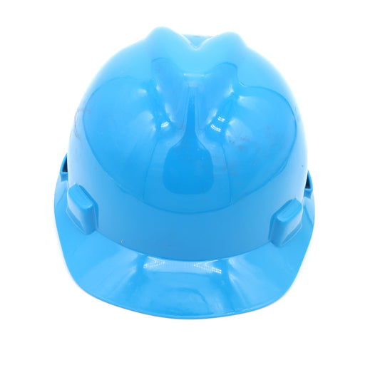 Blue hard hat on a white background